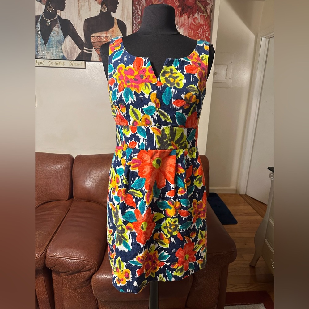 PHOEBE COUTURE LADIES BEAUTIFUL 🤩 COLORFUL FLOWERED MINI DRESS SIZE 6